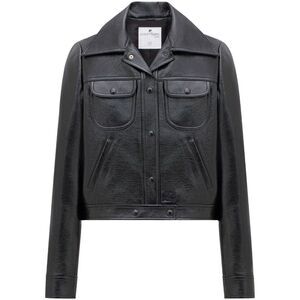 Black Trucker Vinyl Jacket for Women - SS24 Collection